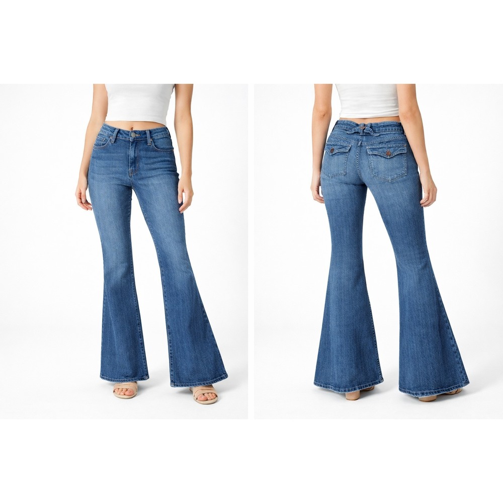 Vintage Abercrombie & Fitch Flared 90s Jeans Womens Size 4 Stretch Boho Hippie